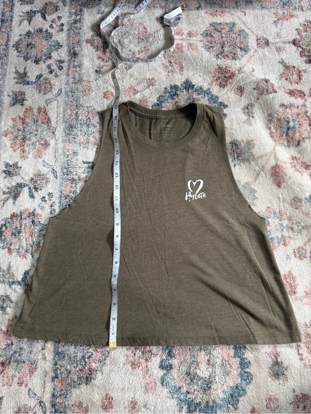 Hylete Olive Green Women's Muscle Tee with White Heart Logo